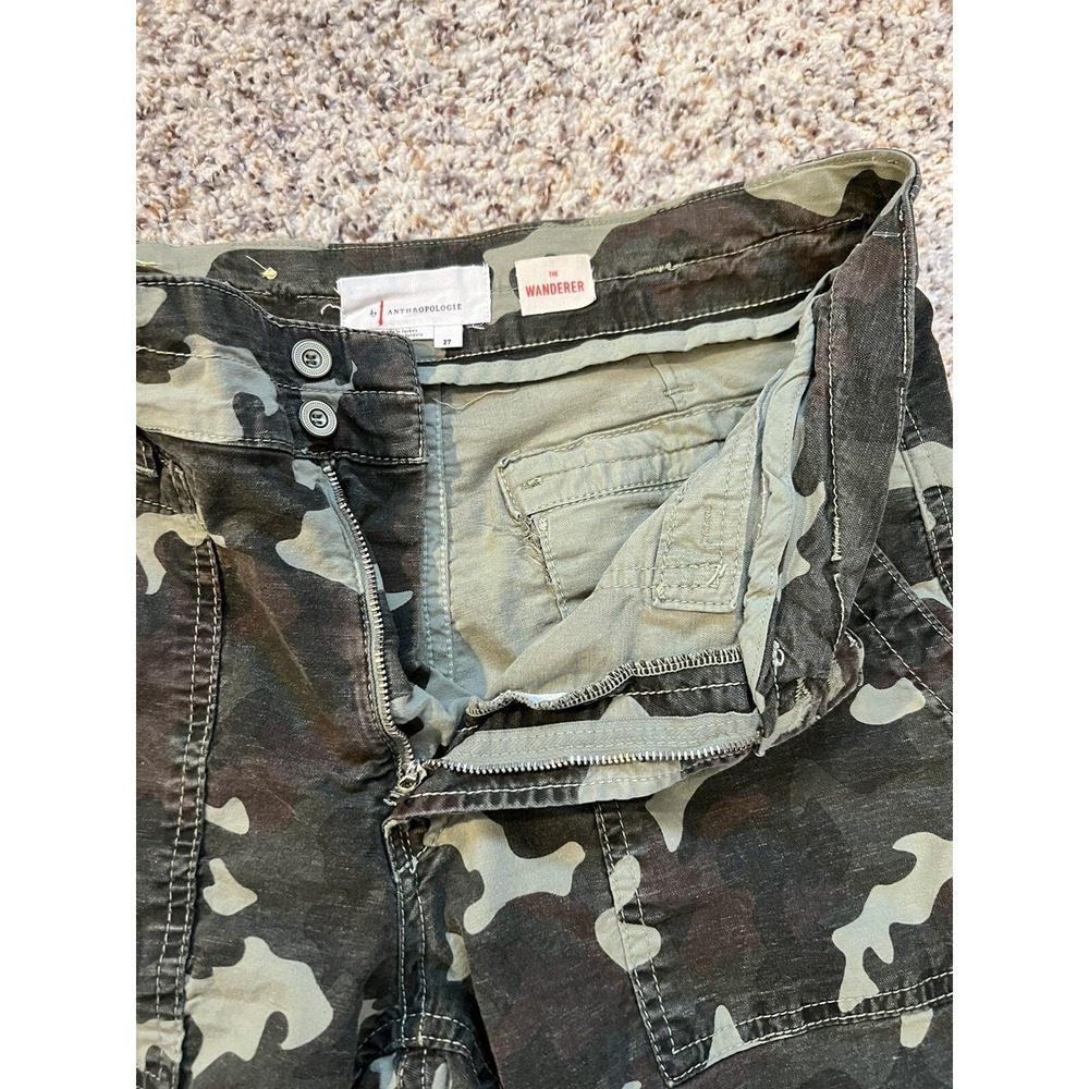 ANTHROPOLOGIE CAMO Green THE WANDERER CARGO PANTS WOMENS SZ 27 Cotton Blend - Picture 4 of 7